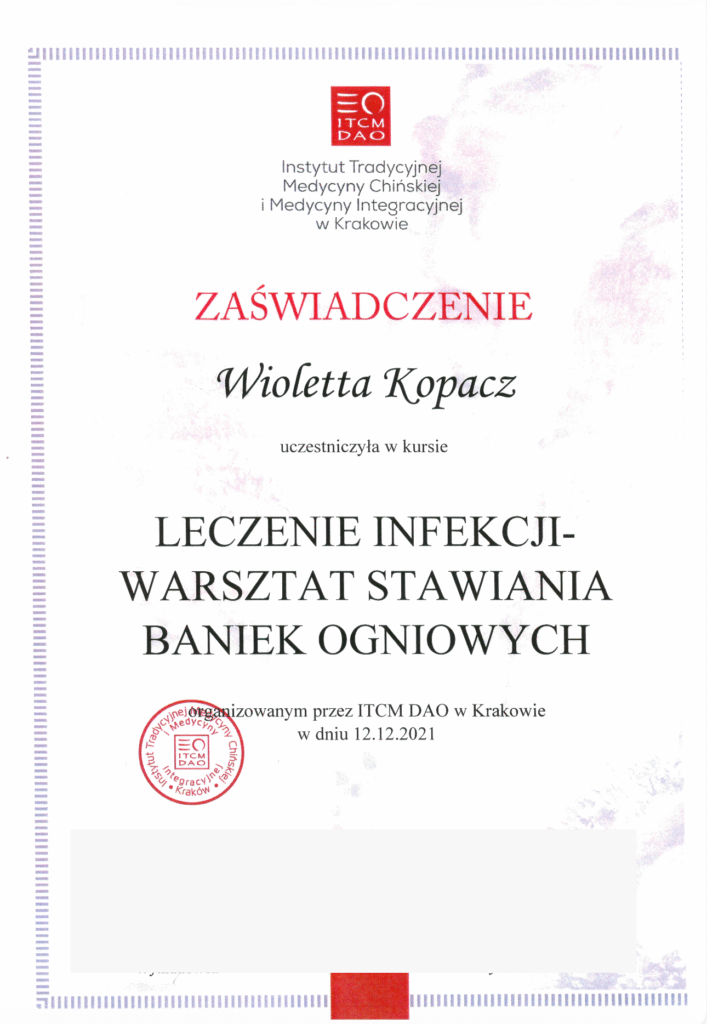 Zanonimizowany dokument: Leczenie infekcji - warsztat stawiania baniek ogniowych
